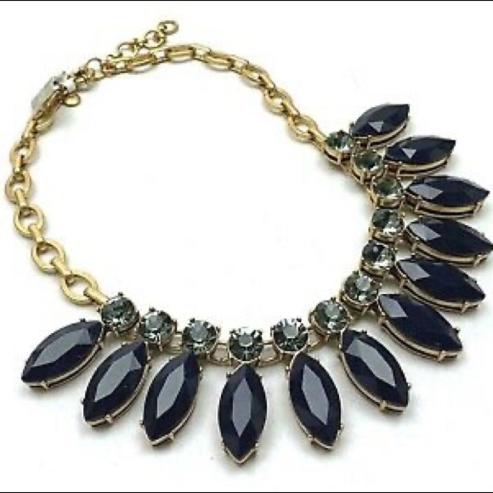J Crew Statement Necklace in blue and gold
